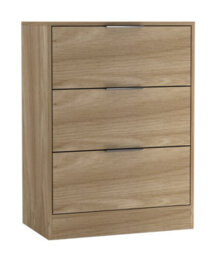 Urbn-Living Urbnliving Width 60Cm Oak Colour Chest Of 3 Drawers Modern Compact Storage Bedside Metal Handle Cabinet Bedroom Furniture - thumbnail 4