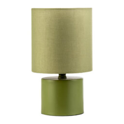 Happy Homewares Modern Dusty Olive Green Table Lamp With Cotton Fabric Drum Shade - thumbnail 8