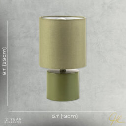Happy Homewares Modern Dusty Olive Green Table Lamp With Cotton Fabric Drum Shade - thumbnail 7
