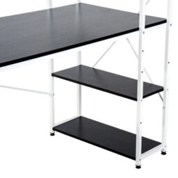 Computer Desk Laptop Table W/4-Tier Bookshelf Metal Frame Black, White - thumbnail 3