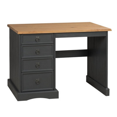 Dressing Table Charcoal Grey Computer Desk Solid Wood Mexican Pine Wooden - image 1