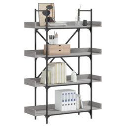 Berkfield Bookcase 4-Tier Grey Sonoma 100X33X145.5 Cm Engineered Wood - thumbnail 1