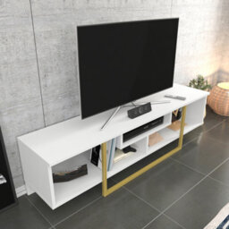 Decorotika Astona Tv Stand Tv Unit For Tvs Up To 65 Inch White And Gold - thumbnail 2