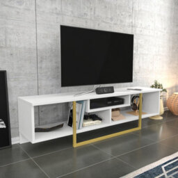 Decorotika Astona Tv Stand Tv Unit For Tvs Up To 65 Inch White And Gold - thumbnail 4