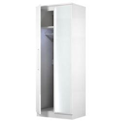 Pisa Ready Assembled White Tall Double Wardrobe With Built-In Lighting With 1 Mirror Door (H)1960mm (W)738mm (D)521mm - thumbnail 4