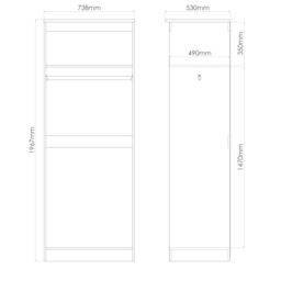 Pisa Ready Assembled White Tall Double Wardrobe With Built-In Lighting With 1 Mirror Door (H)1960mm (W)738mm (D)521mm - thumbnail 7