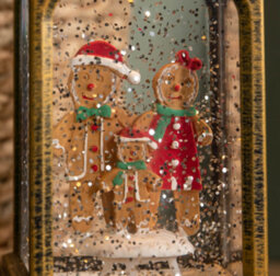 Samuel Alexander 21Cm Dual Powered Light Up Christmas Gingerbread Family Water Spinner With Leds - thumbnail 5