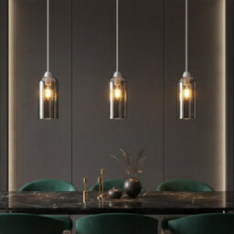 20Cm Cylinder Glass Lamp Shade 2 Pack Modern E27 Easy Fit Metal Pendant Light Shade For Living Room Bedroom - thumbnail 4