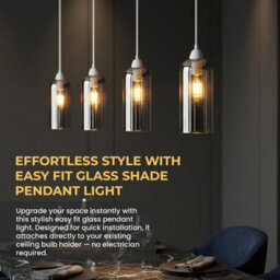 20Cm Cylinder Glass Lamp Shade 2 Pack Modern E27 Easy Fit Metal Pendant Light Shade For Living Room Bedroom - thumbnail 5