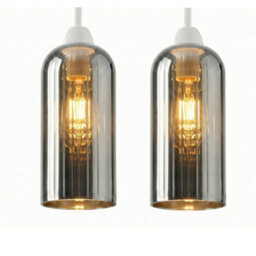 20Cm Cylinder Glass Lamp Shade 2 Pack Modern E27 Easy Fit Metal Pendant Light Shade For Living Room Bedroom - thumbnail 1