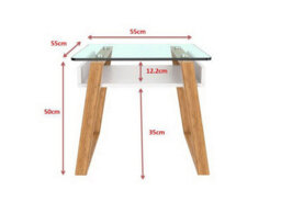 Aspect Furniture Jensen Side End Table,wood,bamboo,glass-White - thumbnail 4