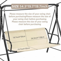 Garden Swing Seat Cover For Two And Three People, Waterproof Thick (600D) - 138 X 50 Cm, Beige. - thumbnail 3