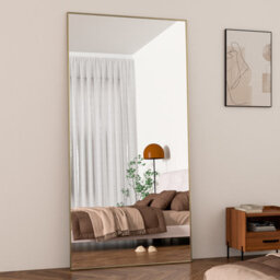 Cassilando Gold Full Length Mirror/standing Wall Mirror 180 X 80 Cm Aluminum Frame Leaning Or Hanging Full For Bedroom Living Room - thumbnail 2