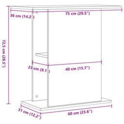 Walplus Old Wood Aquarium Stand 36X75X72.5 Cm Engineered Wood - Fish Tank Cabinet - thumbnail 9