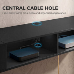 Black Floating Tv Stand With Rgb Led Lights, Entertainment Centre - thumbnail 5