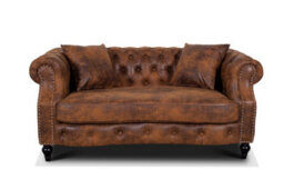Suede Brown Faux Leather  3 + 2 Seater Chesterfield Sofa Set For Living Room Richmond - thumbnail 3