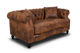 Suede Brown Faux Leather  3 + 2 Seater Chesterfield Sofa Set For Living Room Richmond - thumbnail 4