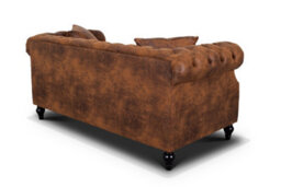 Suede Brown Faux Leather  3 + 2 Seater Chesterfield Sofa Set For Living Room Richmond - thumbnail 6
