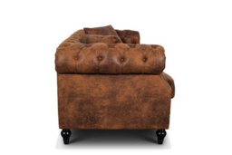 Suede Brown Faux Leather  3 + 2 Seater Chesterfield Sofa Set For Living Room Richmond - thumbnail 5