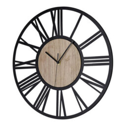 Living And Home Metal Wood Decorative Wall Clock With Roman Numerals 40 Cm - thumbnail 3