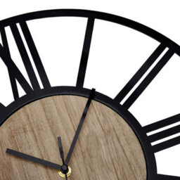 Living And Home Metal Wood Decorative Wall Clock With Roman Numerals 40 Cm - thumbnail 7