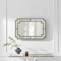 Furniturebox Uk Opaline Grey Deco Style Rectangle Wall Mirror - thumbnail 4