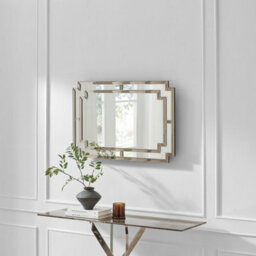 Furniturebox Uk Opaline Grey Deco Style Rectangle Wall Mirror - thumbnail 3