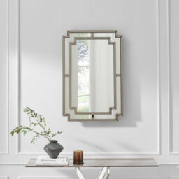Furniturebox Uk Opaline Grey Deco Style Rectangle Wall Mirror - thumbnail 2