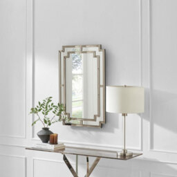Furniturebox Uk Opaline Grey Deco Style Rectangle Wall Mirror