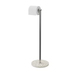 GoodHome Elland Matt Brushed Terrazzo Effect Freestanding Toilet Roll Holder Stand (H)690mm (W)215mm - thumbnail 2