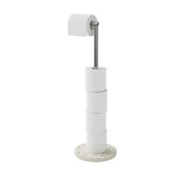 GoodHome Elland Matt Brushed Terrazzo Effect Freestanding Toilet Roll Holder Stand (H)690mm (W)215mm - thumbnail 3