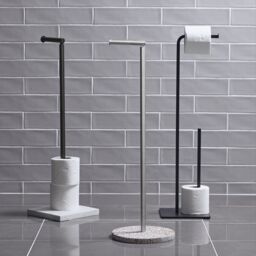 GoodHome Elland Matt Brushed Terrazzo Effect Freestanding Toilet Roll Holder Stand (H)690mm (W)215mm - thumbnail 4