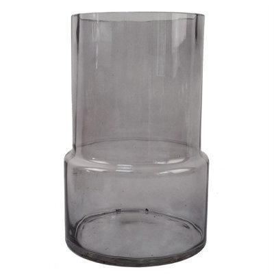 Leaf 26Cm Grey Smoke Glass Vase Designer Large - image 1