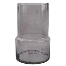 Leaf 26Cm Grey Smoke Glass Vase Designer Large