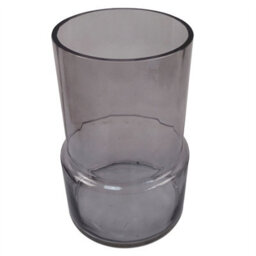Leaf 26Cm Grey Smoke Glass Vase Designer Large - thumbnail 3
