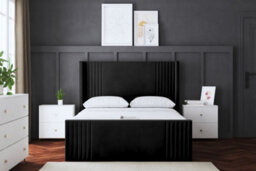 DS Living Elara Winged Black Panel Bed With Headboard And Ottoman Base Storage Super King - thumbnail 3