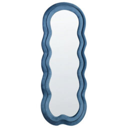 Beliani Wall Mirror Lacs 57 Cm 160 Cm Velvet Blue - thumbnail 8