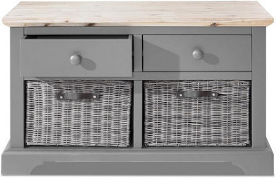 Statement Furniture Florence Storage Bench With 2 Drawers And 2 Baskets - Dove Grey - image 1