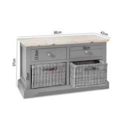 Statement Furniture Florence Storage Bench With 2 Drawers And 2 Baskets - Dove Grey - thumbnail 2