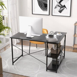 Gainoom L-Shaped Black Computer Desk Reversible Corner Desk W/adjustable Shelf - thumbnail 9
