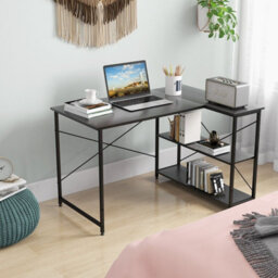 Gainoom L-Shaped Black Computer Desk Reversible Corner Desk W/adjustable Shelf - thumbnail 8