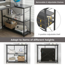 Gainoom L-Shaped Black Computer Desk Reversible Corner Desk W/adjustable Shelf - thumbnail 4