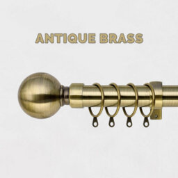 Ameha Plain Metal Ball Extendable Curtain Pole Adjustable Curtain Rod,60 mm Finials,rings,brackets(160-300Cm, Antique Brass) - thumbnail 1