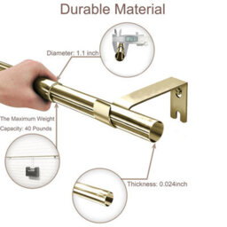 Ameha Plain Metal Ball Extendable Curtain Pole Adjustable Curtain Rod,60 mm Finials,rings,brackets(160-300Cm, Antique Brass) - thumbnail 5