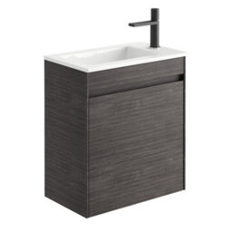 Plum&clay Rigel Dark Oak Wall Hung Cloakroom Vanity Unit With Ceramic Basin (W)55Cm (H)62Cm