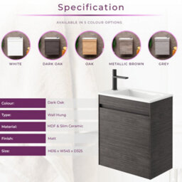 Plum&clay Rigel Dark Oak Wall Hung Cloakroom Vanity Unit With Ceramic Basin (W)55Cm (H)62Cm - thumbnail 4