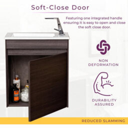 Plum&clay Rigel Dark Oak Wall Hung Cloakroom Vanity Unit With Ceramic Basin (W)55Cm (H)62Cm - thumbnail 3