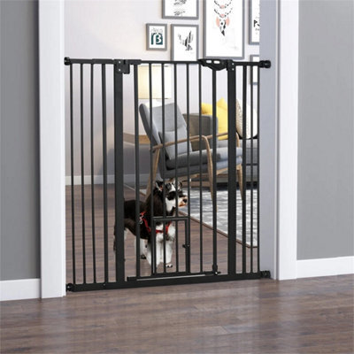 Extra Tall Dog Gate With Cat Door Auto Close For Stairs 74-101 Cm Wide - image 1