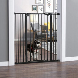 Extra Tall Dog Gate With Cat Door Auto Close For Stairs 74-101 Cm Wide