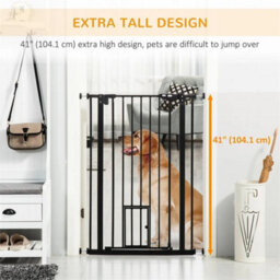 Extra Tall Dog Gate With Cat Door Auto Close For Stairs 74-101 Cm Wide - thumbnail 5